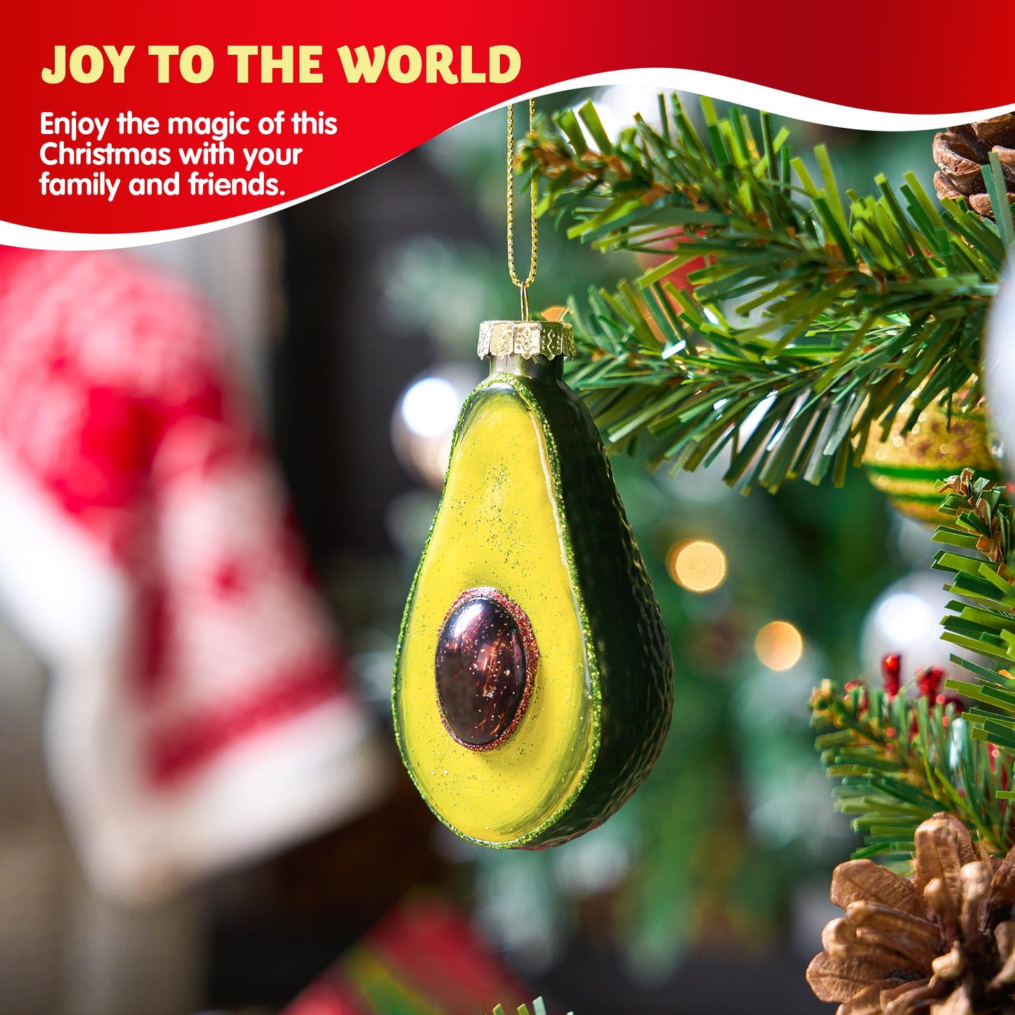 Christmas Avocado Glass Ornament
