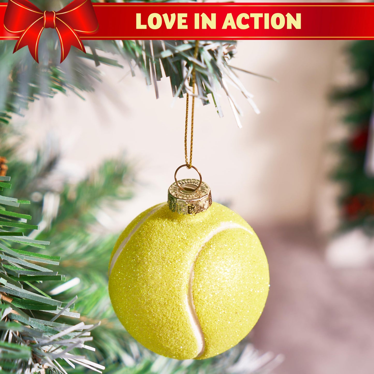 Tennis Balls Sports Blown Glass Small Funny Mini Christmas Ornaments for Christmas Tree