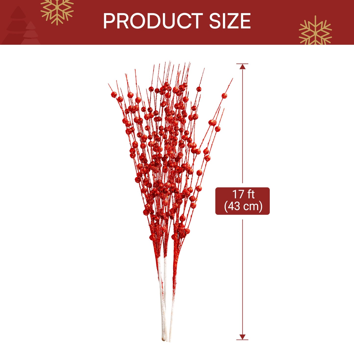 24 Pcs Christmas Tree Berry Stem (Red)