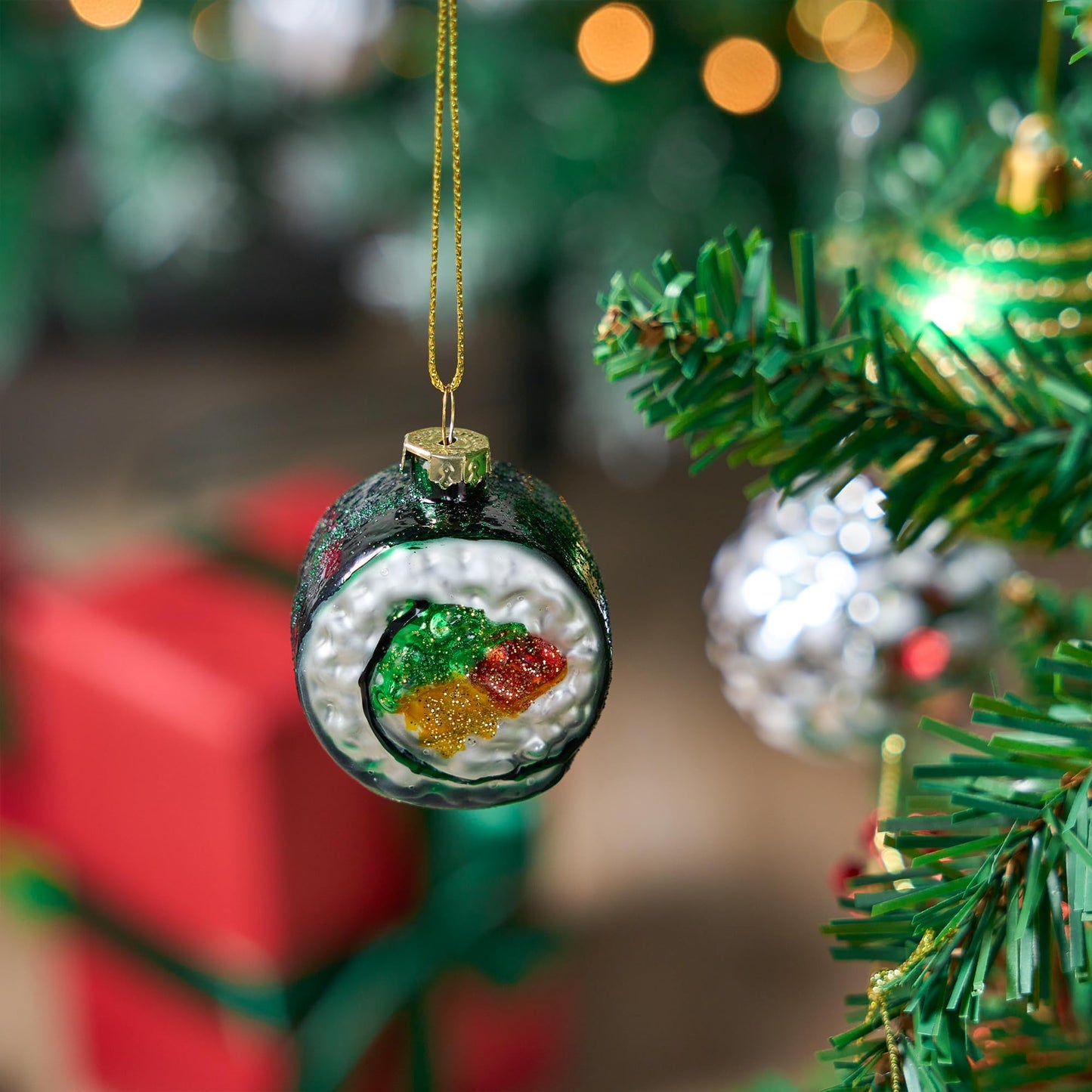 Christmas Sushi Glass Ornament