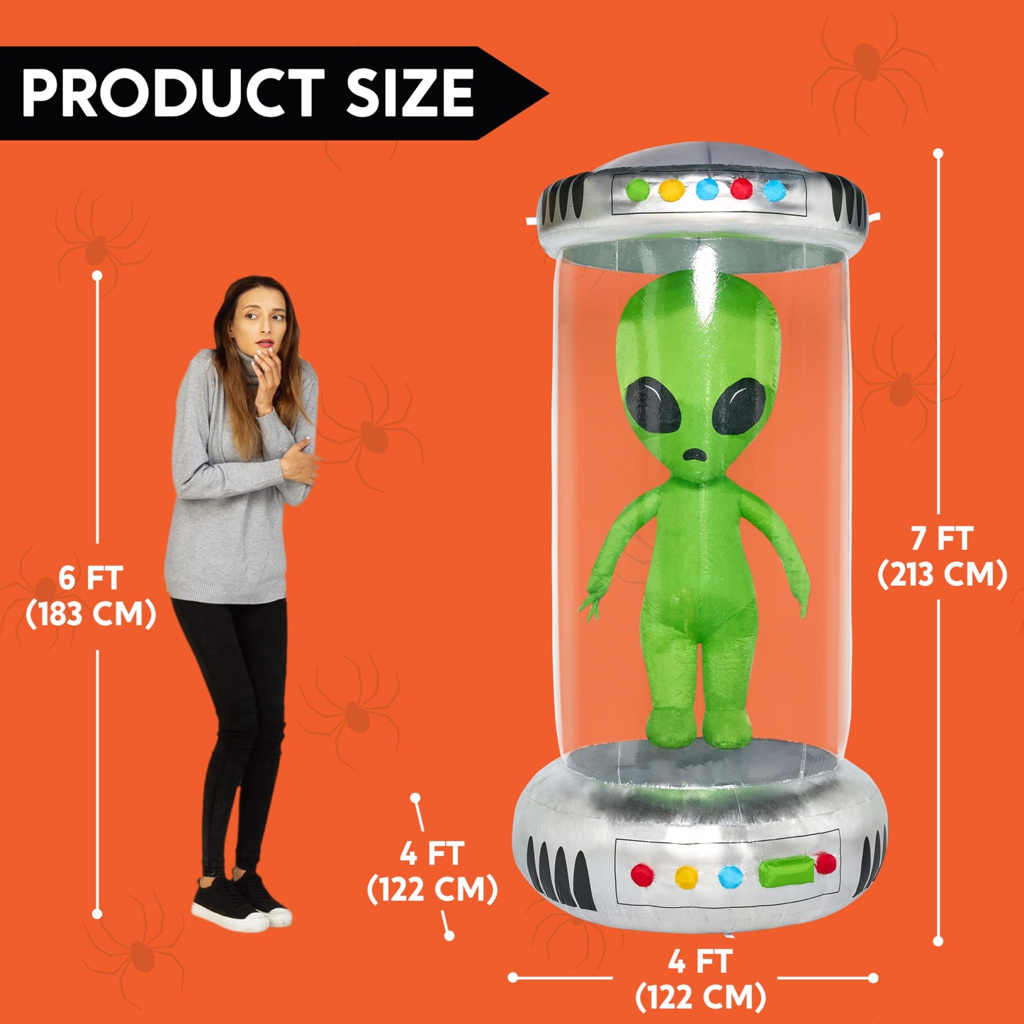 7ft Alien Inflatable Halloween Decor Outdoor with Animated LEDs