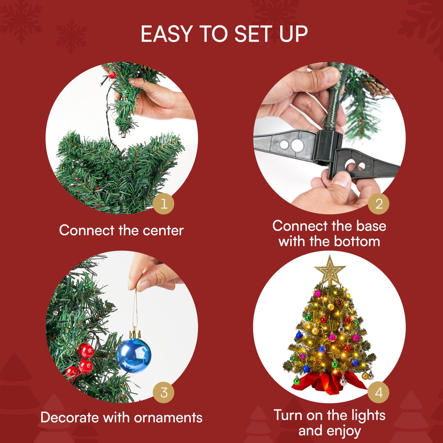 24"/2FT Prelit Tabletop Christmas Tree with Warm Lights