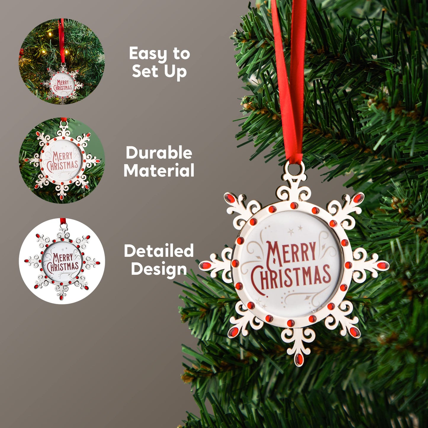 Snowflake Tree Decoration Photo Frame Family Ornaments