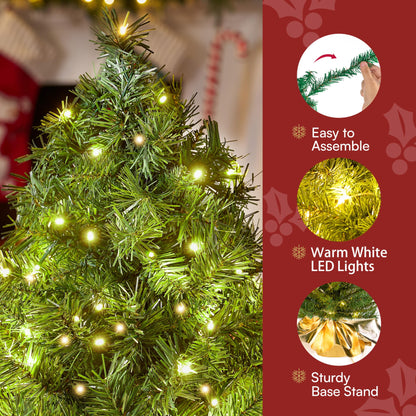 24"/2FT Small Tabletop Christmas Tree with LED Warm Lights