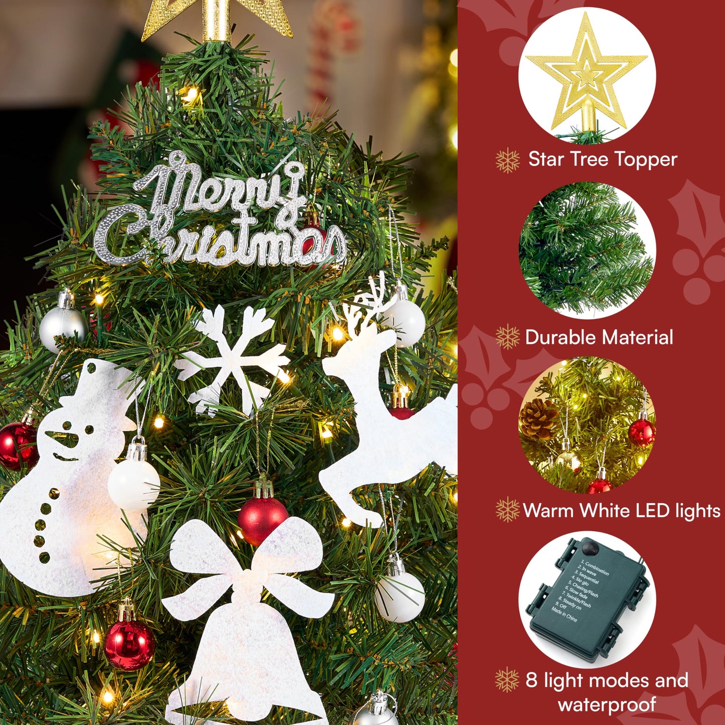 24"/2FT Small Christmas Tree with Lights & Tree Skirt