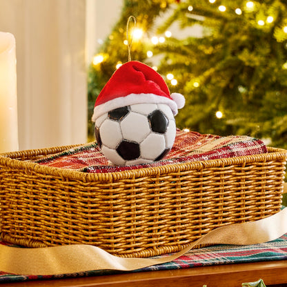 Christmas Soccer Glass Small Ornament