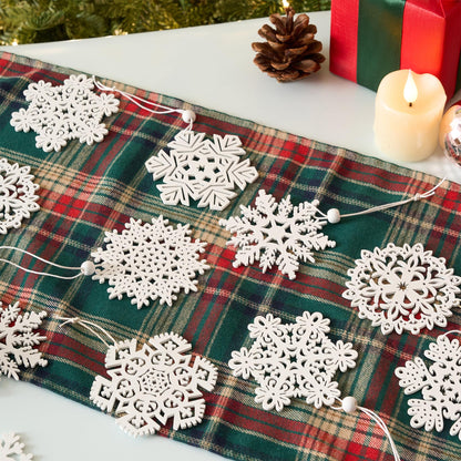 60pcs Christmas Wooden Snowflake Hanging Ornaments, 3.5'' White