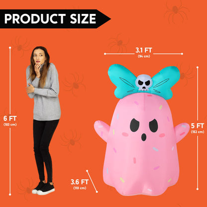 5FT  Cute Pink Ghost Halloween Inflatable
