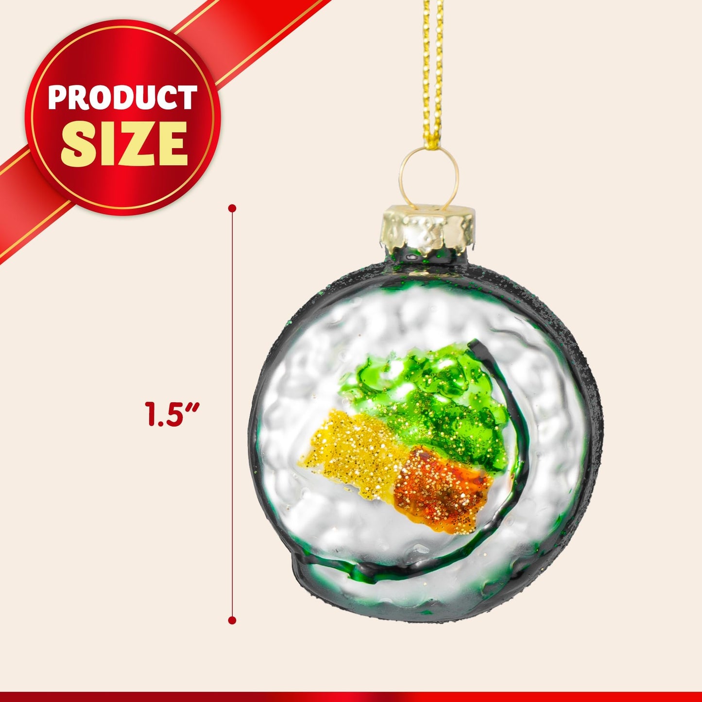 Christmas Sushi Glass Ornament