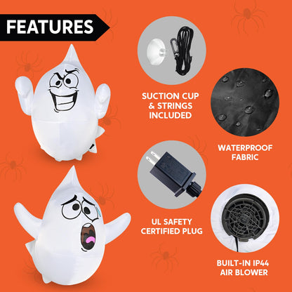 2 Pcs Halloween Inflatables Ghost for Window Decorations