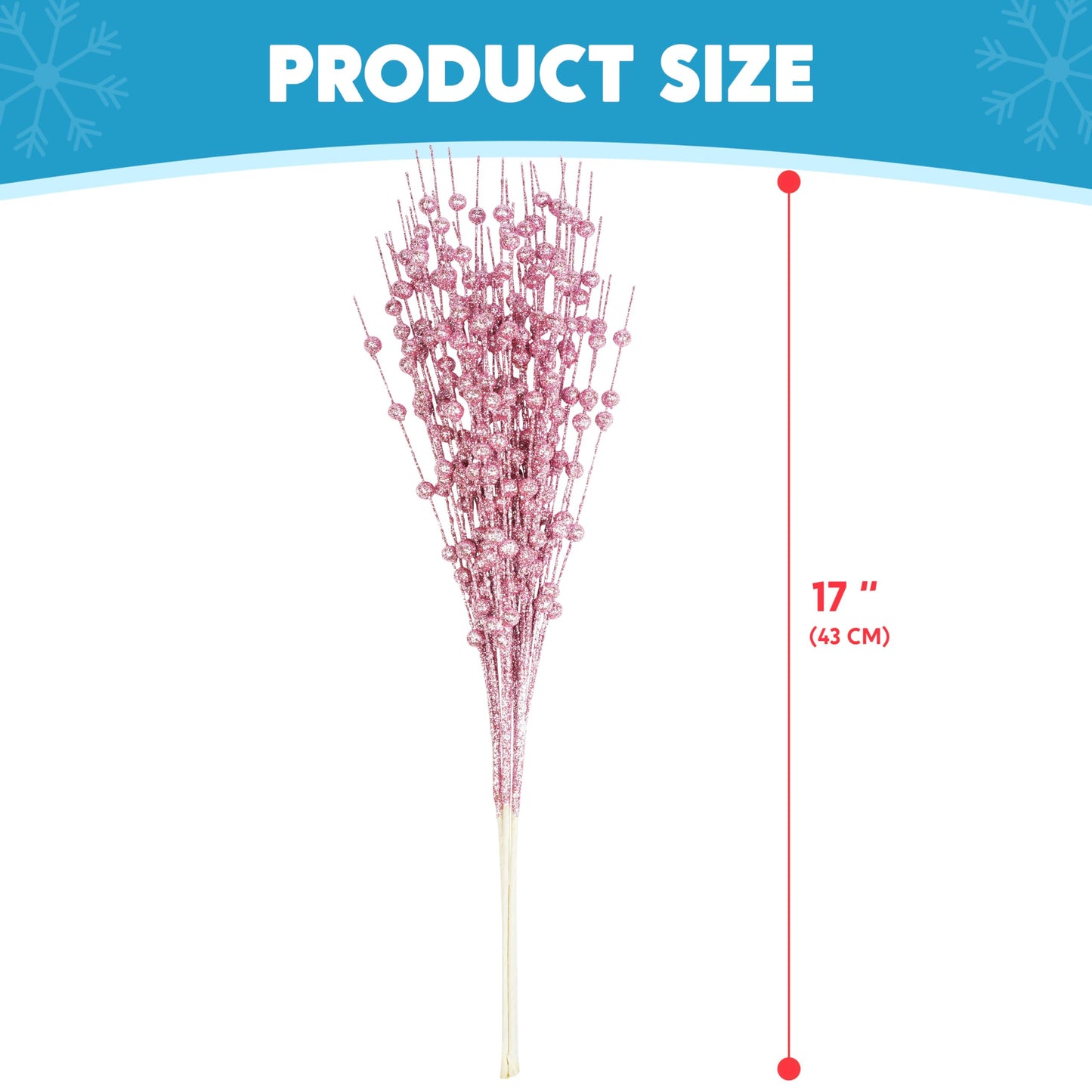 12Pcs 17” Pink Christmas Berry Stem Ornaments
