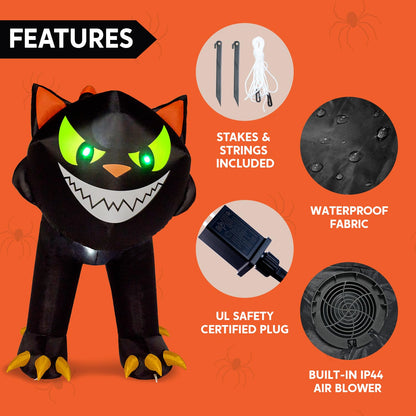 7ft Black Cat Halloween Inflatables Outdoor Decoration