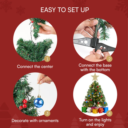 24 Inch/2FT Pre Lit Tabletop Mini Christmas Tree Decorations with Warm LED Lights