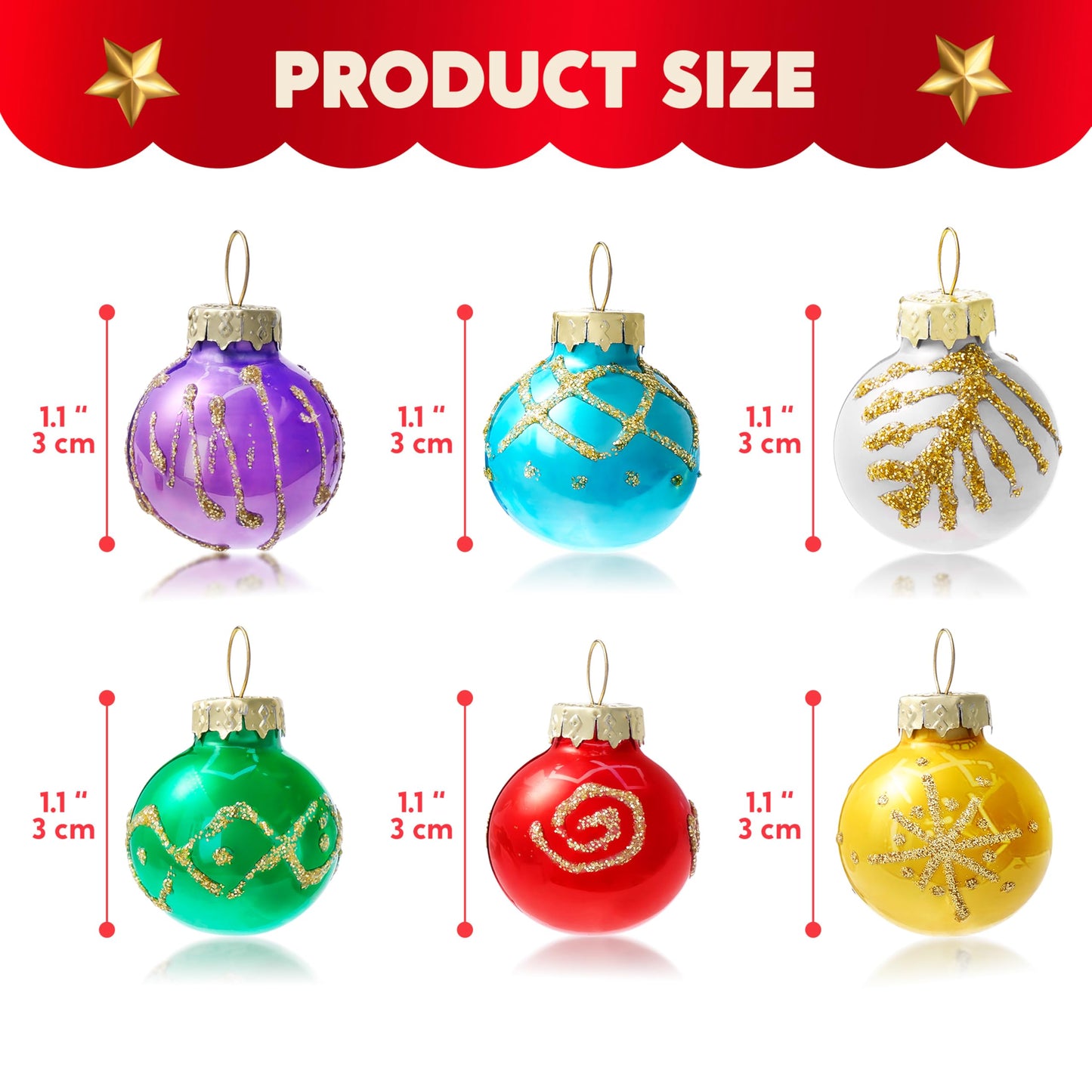 36 Pcs Christmas Colorful Mini Ball Ornament Set
