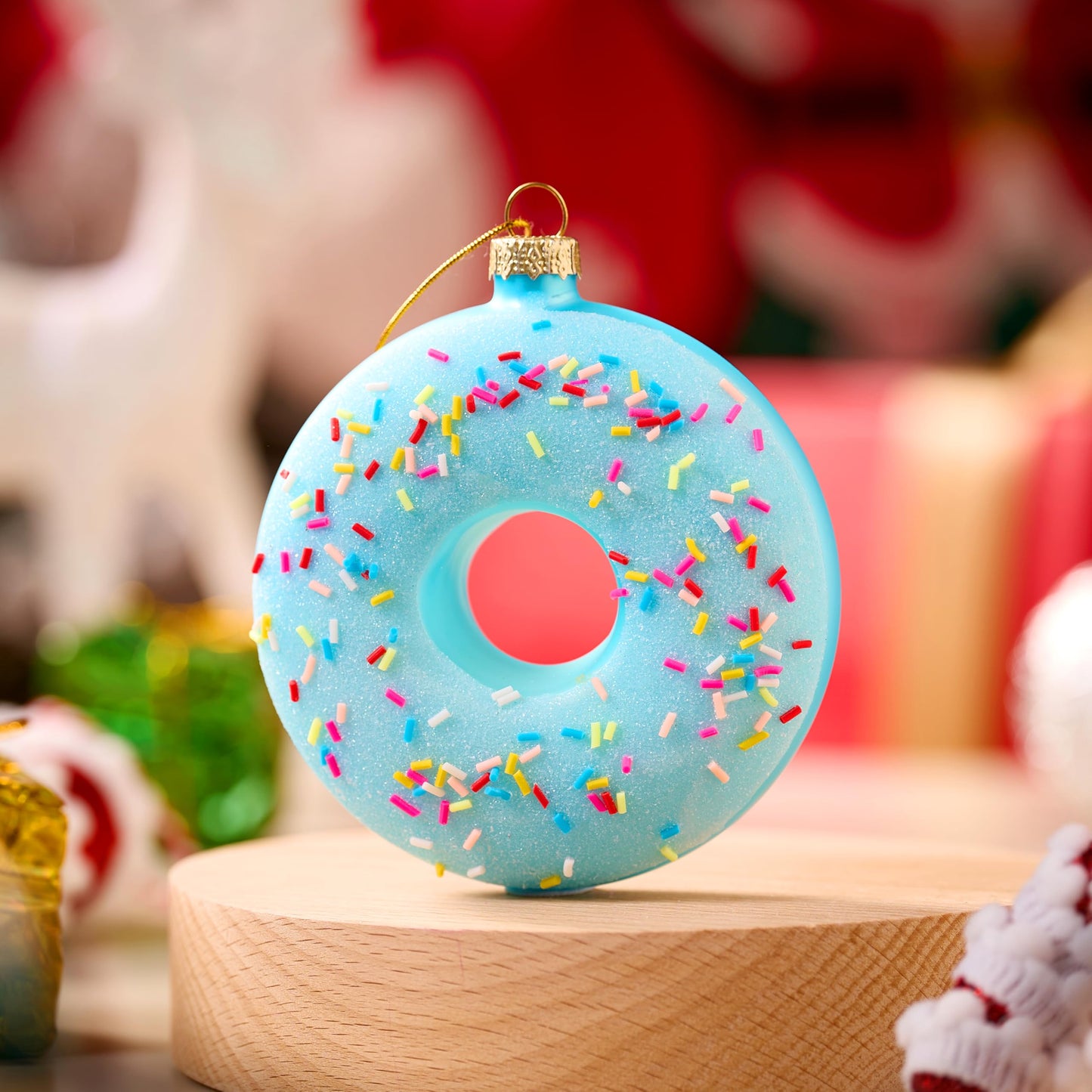 Donut Food Mini Christmas Ornaments Blue