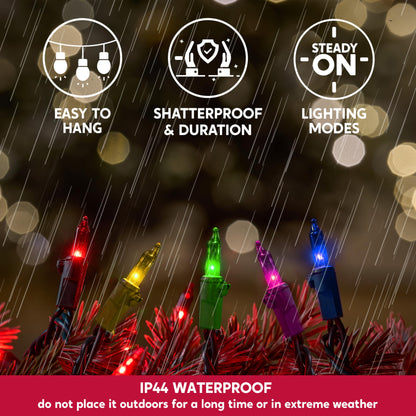 100 Count 21.4FT Multicolor Christmas String Lights