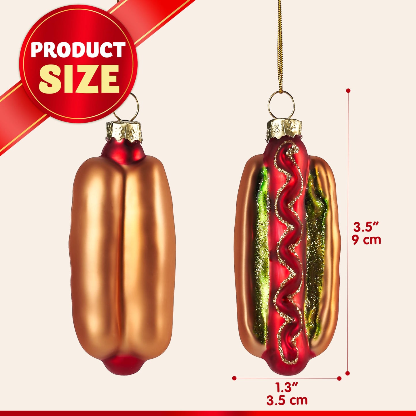 Hot Dog Mini Christmas Ornaments