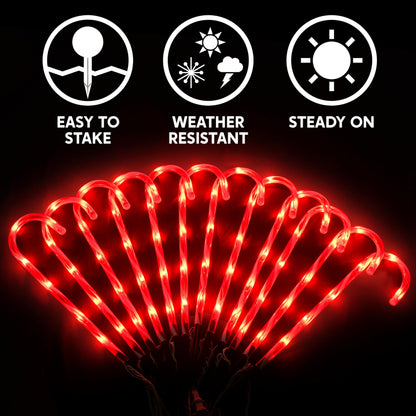 12 Pcs Christmas Candy Cane Pathway Markers Lights