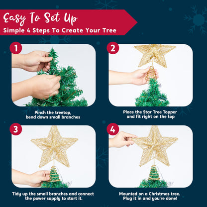 9.5" Golden Christmas Star Tree Topper Radial Design