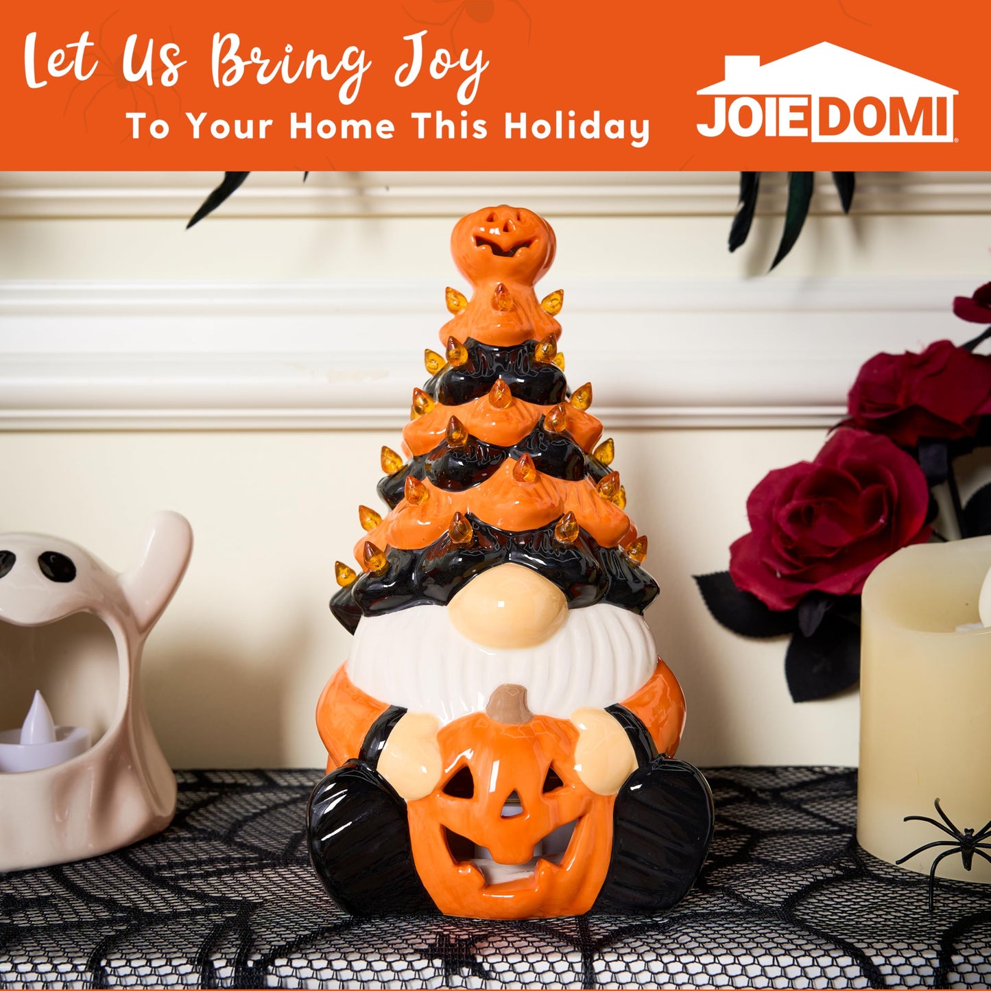 Halloween Decoration Pumpkin Gnome Ceramic Tree