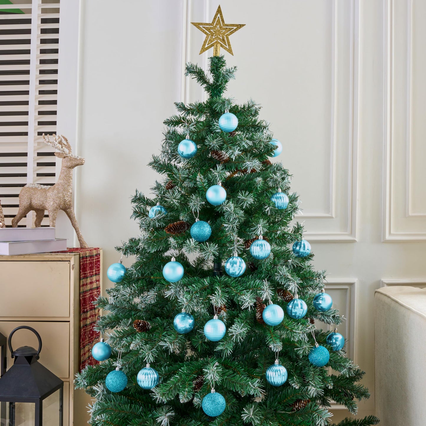 24 Pcs Baby Blue Christmas Tree Ornaments Set