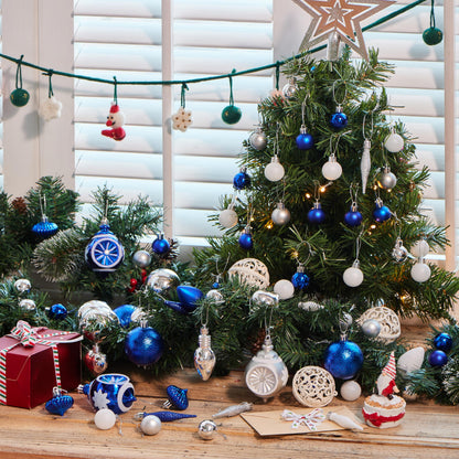 70Pcs Assorted Christmas Blue Ornaments
