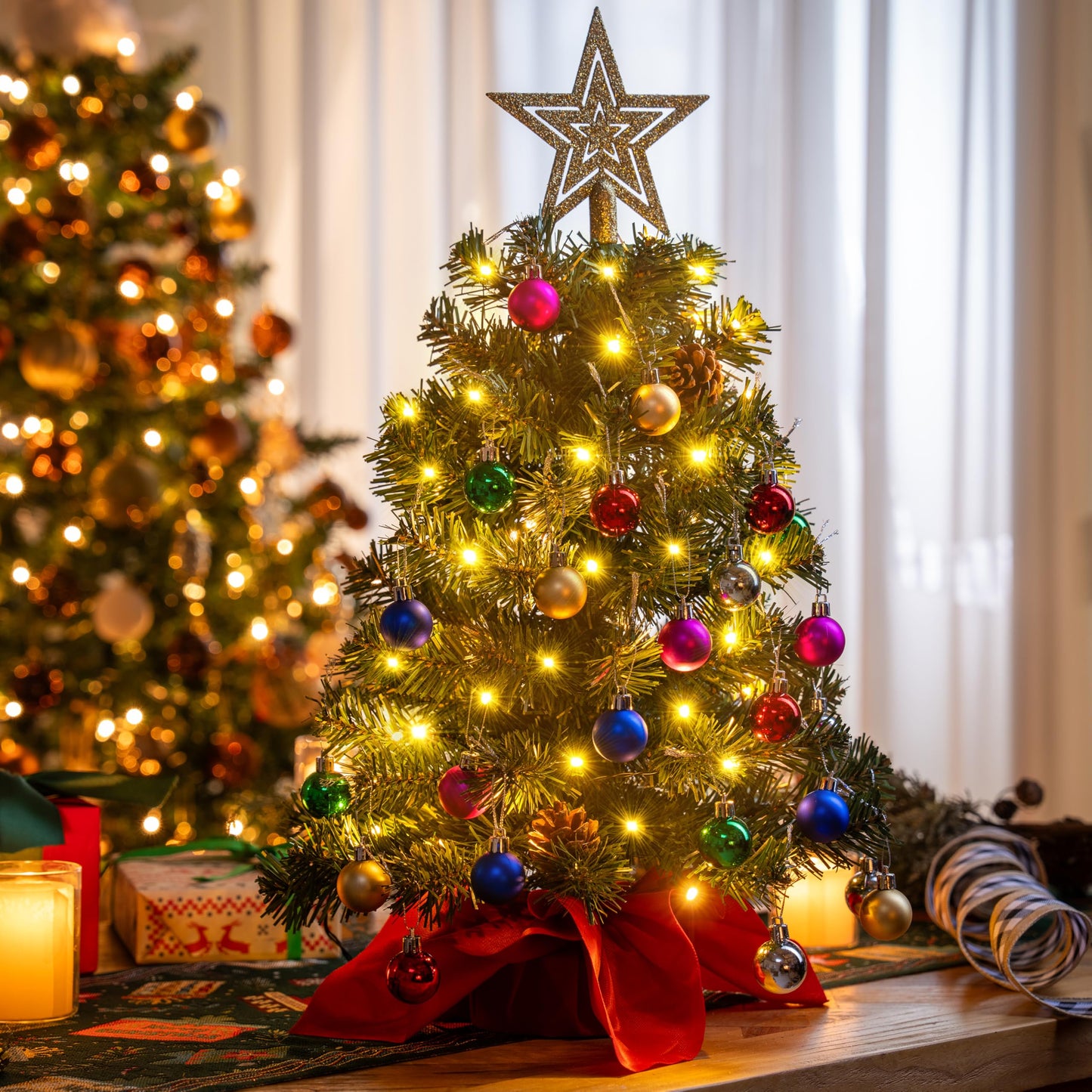 24"/2FT Prelit Tabletop Christmas Tree with Warm Lights