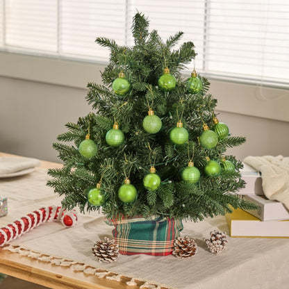 24 Pcs 1.6" Lime Green Christmas Balls Ornaments Set