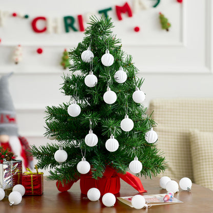 24 Pcs 1.6" White Christmas Balls Ornaments Set