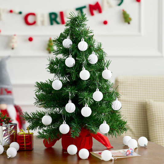 24 Pcs 1.6" White Christmas Balls Ornaments Set
