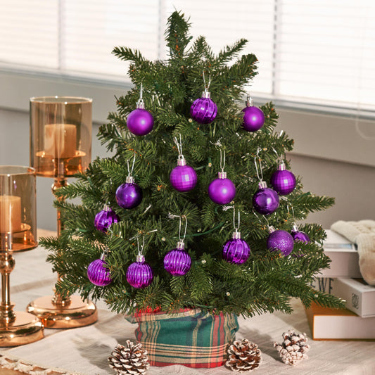24 Pcs 1.6" Purple Christmas Balls Ornaments Set