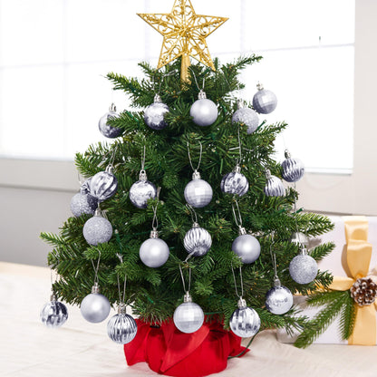 24 Pcs Silver Christmas Balls Ornaments Set
