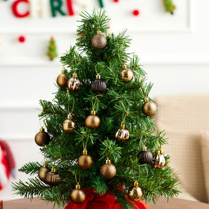 24 Pcs 1.6" Brown Christmas Balls Ornaments Set