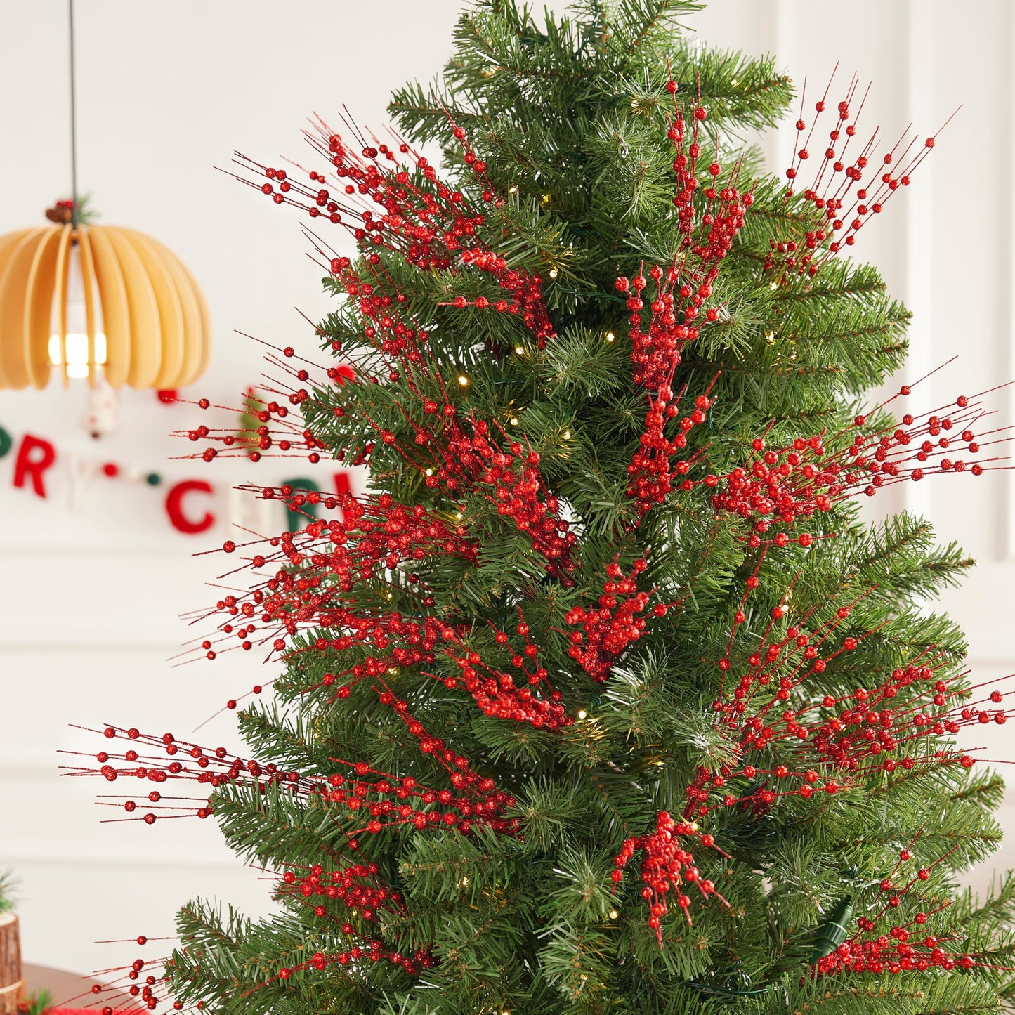 24 Pcs Christmas Tree Berry Stem (Red)