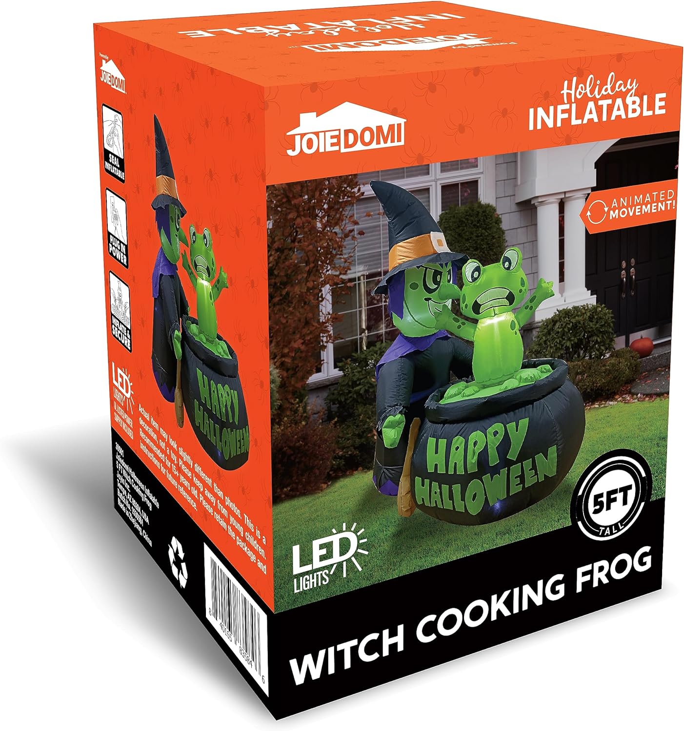5ft Animated Witch Cooking Spinning Frog Halloween Inflatable
