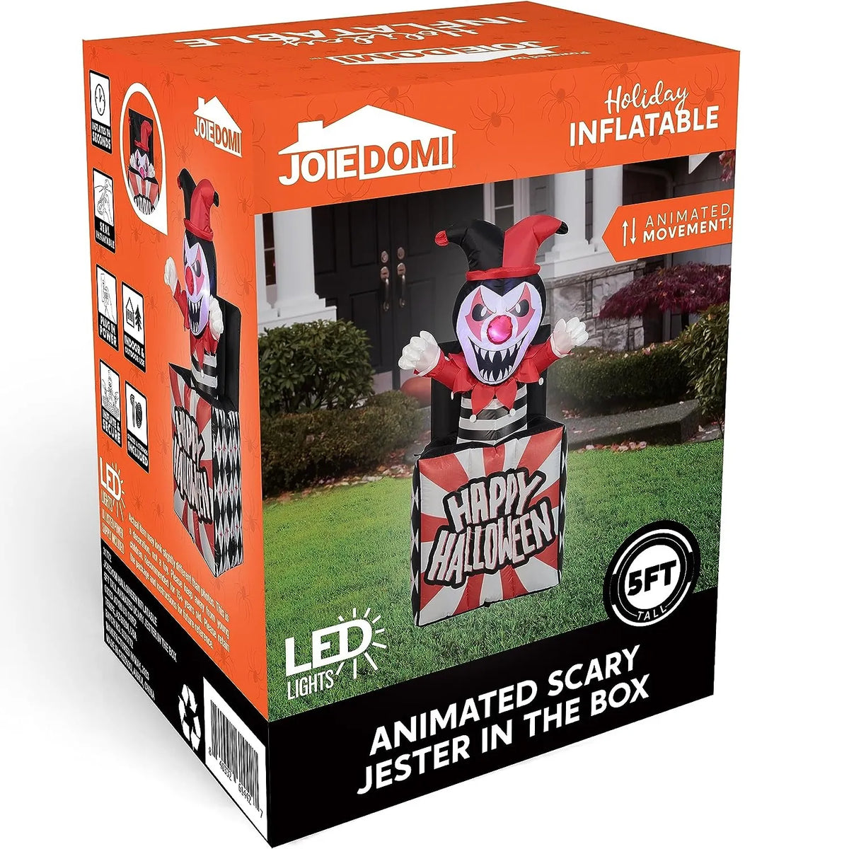 Jester Inflatable Joiedomi 5ft Halloween Inflatable LED Animated Jester in The Box – JOIEDOMI