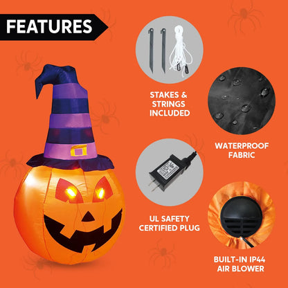 Tall Pumpkin Witch Inflatable (5 ft)