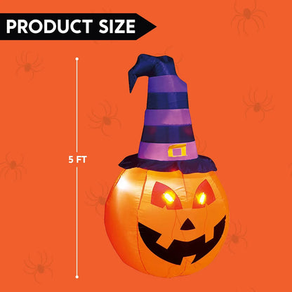 Tall Pumpkin Witch Inflatable (5 ft)