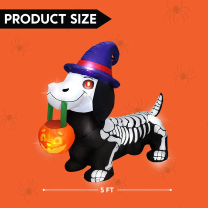 Tall Skeleton Wiener Dog Inflatable (5 ft)
