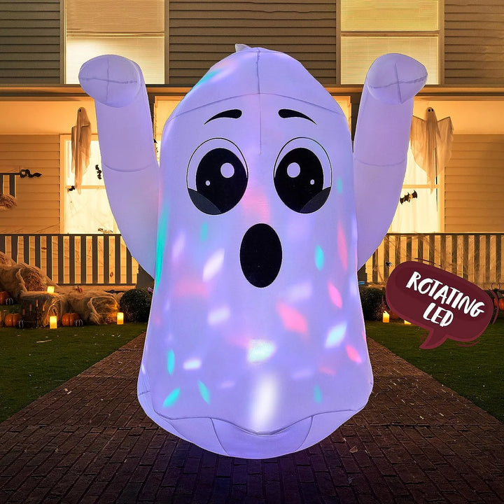 Joiedomi 5ft Tall Halloween Inflatable Ghost with Rotating Colorful Li