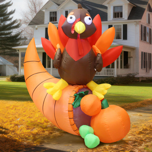 Tall Thanksgiving Turkey on Cornucopia (5 ft)