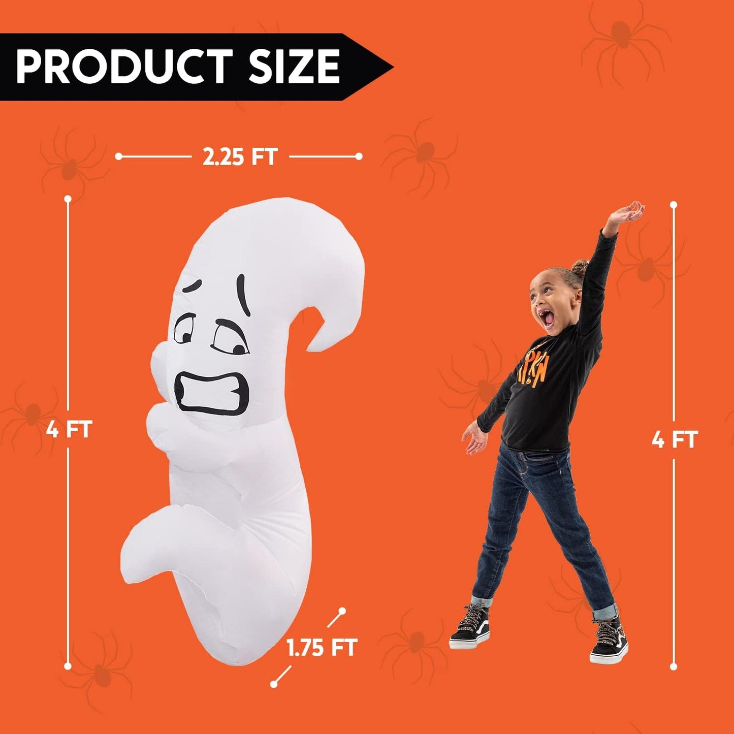 4 ft Tall Scared Cute Ghost Hugging Tree Halloween Inflatable