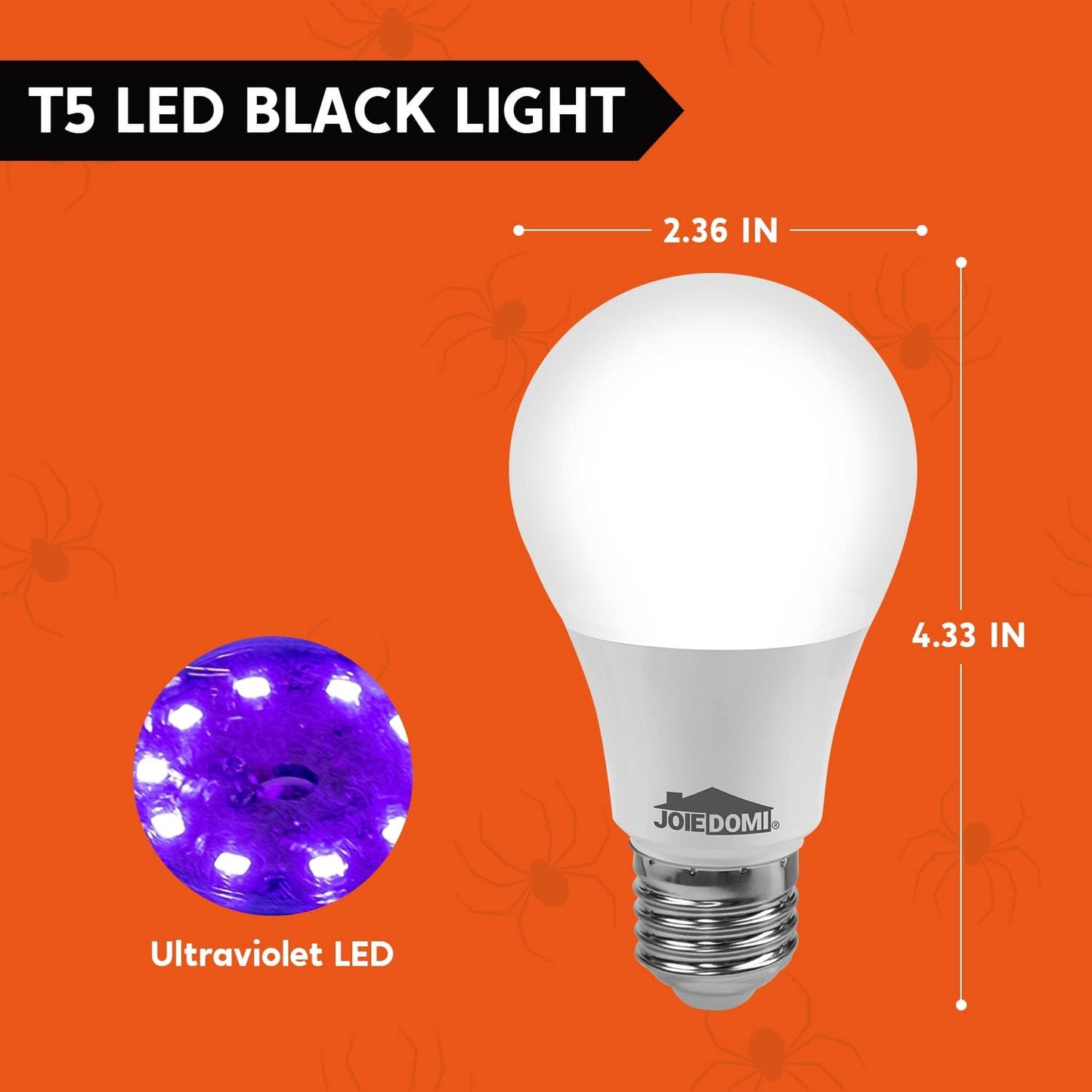 9W LED Black Light Bulb, 2 Packs