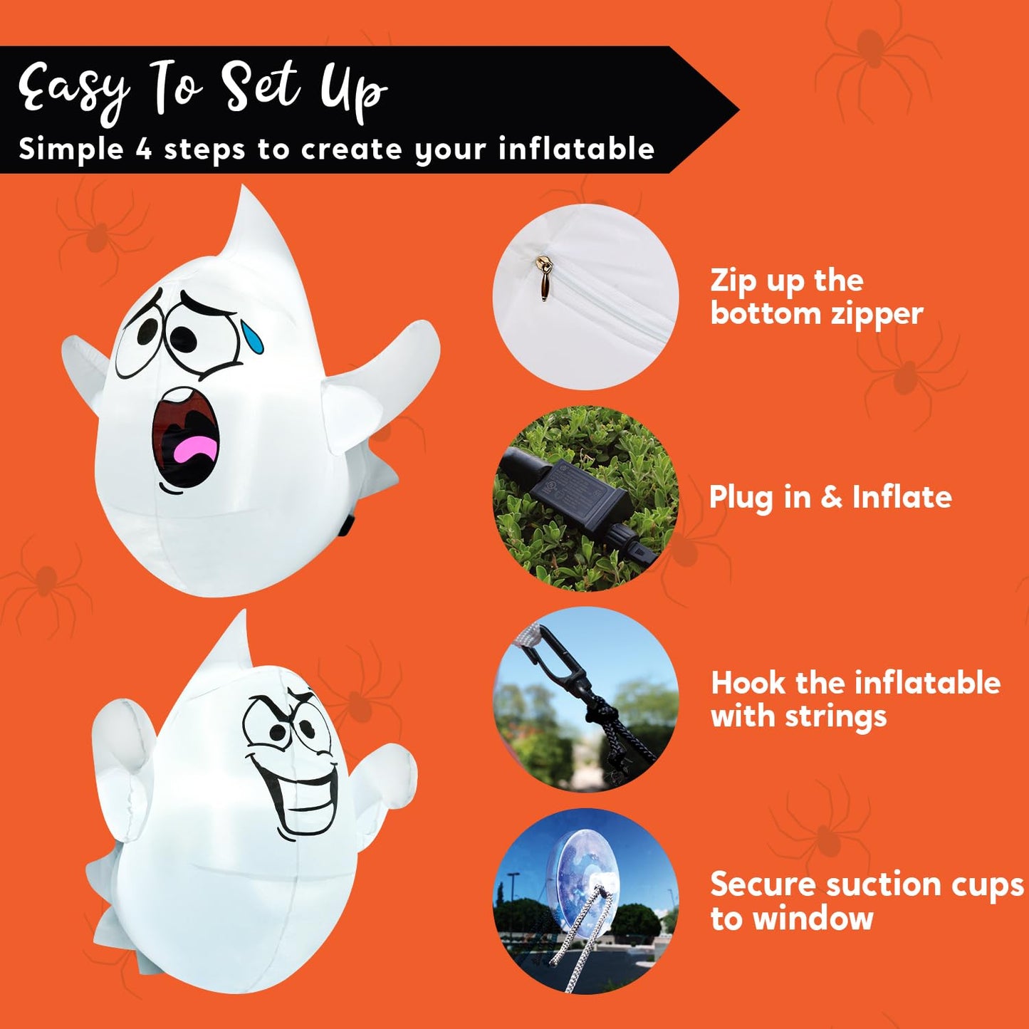 2 Pcs Halloween Inflatables Ghost for Window Decorations