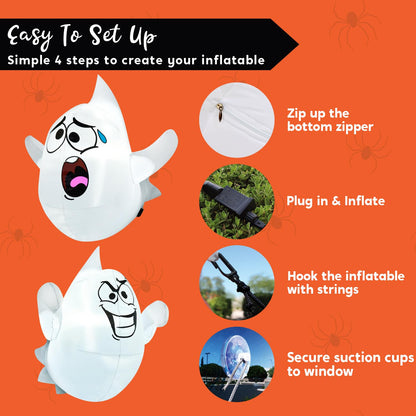 2 Pcs Halloween Inflatables Ghost for Window Decorations