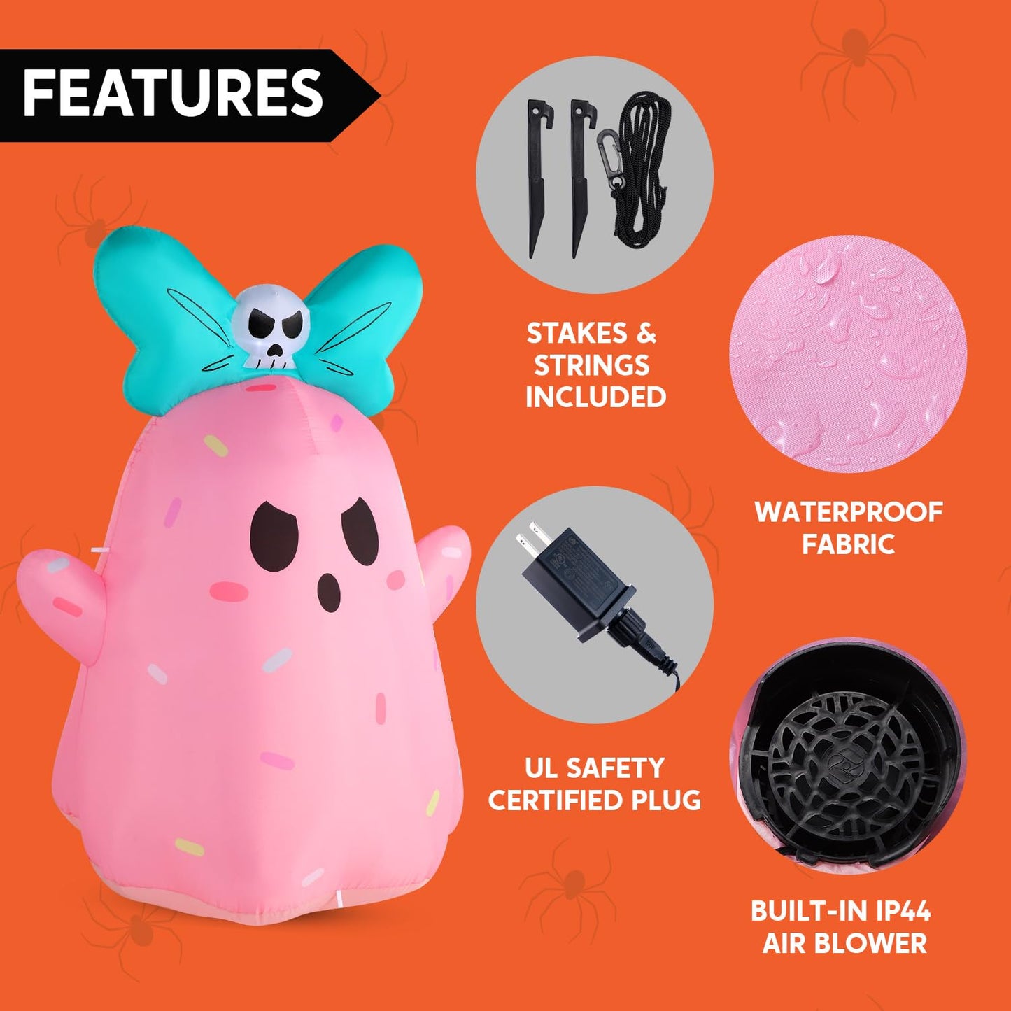 5FT  Cute Pink Ghost Halloween Inflatable
