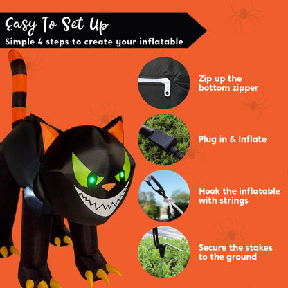 7ft Black Cat Halloween Inflatables Outdoor Decoration