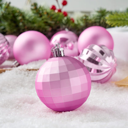 24 Pcs 2.36" Pink Christmas Balls Ornaments Set