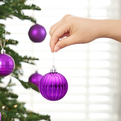 24 Pcs 2.36" Purple Christmas Balls Ornaments Set