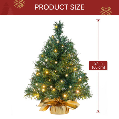 24"/2FT Small Tabletop Christmas Tree with LED Warm Lights